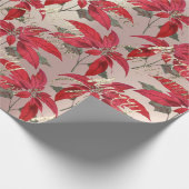 メリークリスマスバラ金ゴールドグリッタースクリプトレッドフローラ ラッピングペーパー (角)