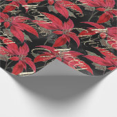 メリークリスマスバラ金ゴールドグリッタースクリプトレッドブラック ラッピングペーパー (角)