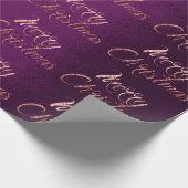 メリークリスマスバラ金ゴールドグリッターパープルコテージ ラッピングペーパー (角)