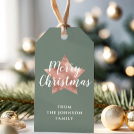 メリークリスマスバラ金ゴールドスターセージグリーン ギフトタグ