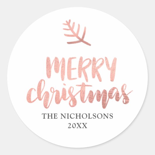 メリークリスマスバラ金ゴールドタイポグラフィ |休日 ラウンドシール (正面)