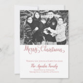 メリークリスマスバラ金ゴールドピンクフェイクグリッター写真 シーズンカード (正面)