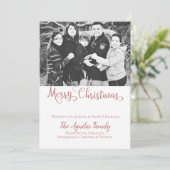 メリークリスマスバラ金ゴールドピンクフェイクグリッター写真 シーズンカード (スタンド正面)