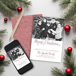 メリークリスマスバラ金ゴールドピンクフェイクグリッター写真 シーズンカード