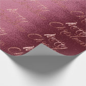 メリークリスマスバラ金ゴールドブルガンディマルーンコテージ ラッピングペーパー (角)