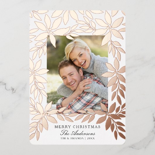 メリークリスマスバラ金ゴールドポインセチア箔カード 箔シーズンカード (正面)