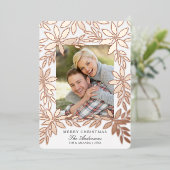 メリークリスマスバラ金ゴールドポインセチア箔カード 箔シーズンカード (立ち正面)