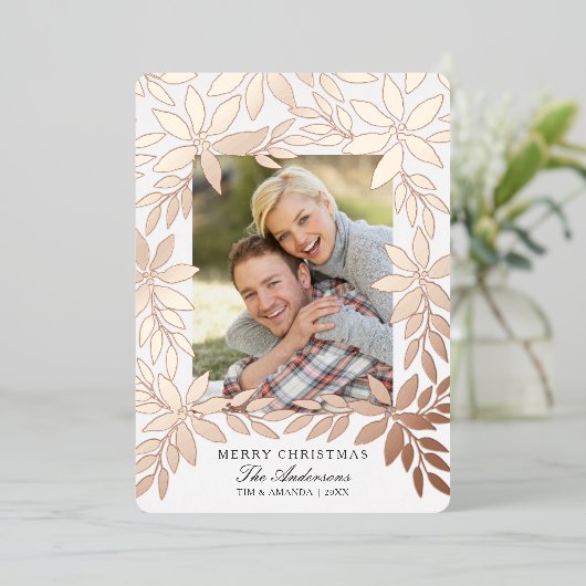 メリークリスマスバラ金ゴールドポインセチア箔カード 箔シーズンカード (立ち正面)