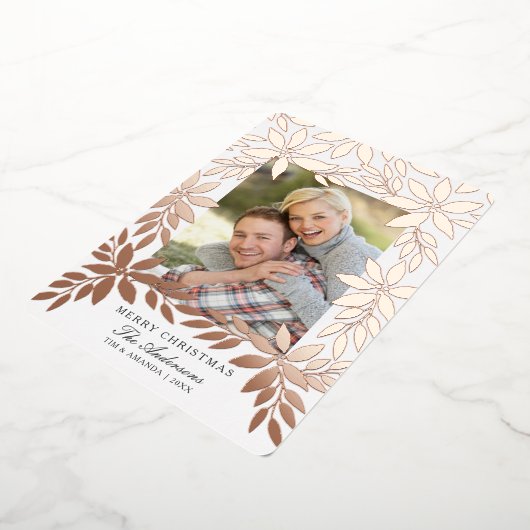 メリークリスマスバラ金ゴールドポインセチア箔カード 箔シーズンカード (回転した状態)