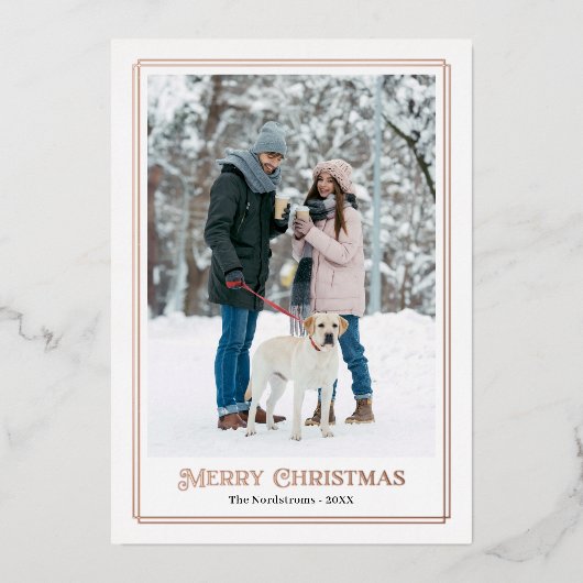 メリークリスマスバラ金ゴールド装飾写真縁ど 箔シーズンカード (正面)