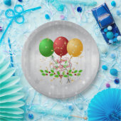 メリークリスマスバルーンと紙吹雪 ペーパープレート (パーティー)