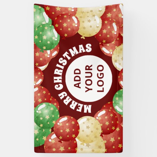 メリークリスマスバルーンカスタム会社パーティーレッド 横断幕 (縦)