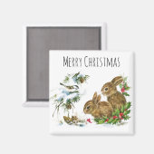 メリークリスマスバンニとバードス楽しむノーマグネット マグネット (正面/裏面)