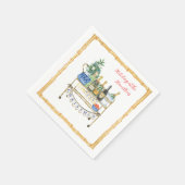 メリークリスマスバーカートナパーソナライズされたプキンス スタンダードカクテルナプキン (角)