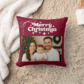 メリークリスマスバーガンディの写真弓の手を引いた クッション (ブランケット)