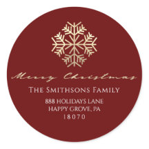 メリークリスマスバーガンディ金ゴールドRSVPスノーフレーク