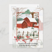 メリークリスマスバージニアファームレッドバーンパーソナライズ シーズンポストカード (正面/裏面)