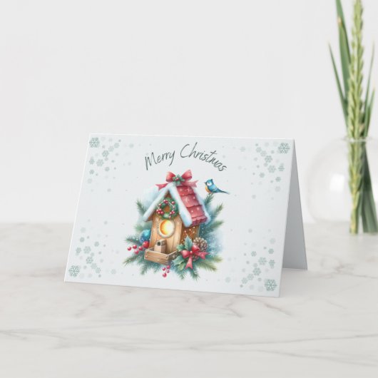 メリークリスマスバードハウスカード シーズンカード (正面)