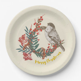 メリークリスマスバードリース ペーパープレート