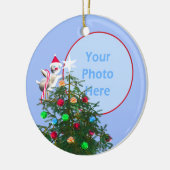 メリークリスマスバード – ベビーの最初（写真フレーム） セラミックオーナメント (左)
