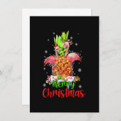 メリークリスマスパイナップルフラミンゴおもしろいクリスマス 招待状 (正面/裏面)