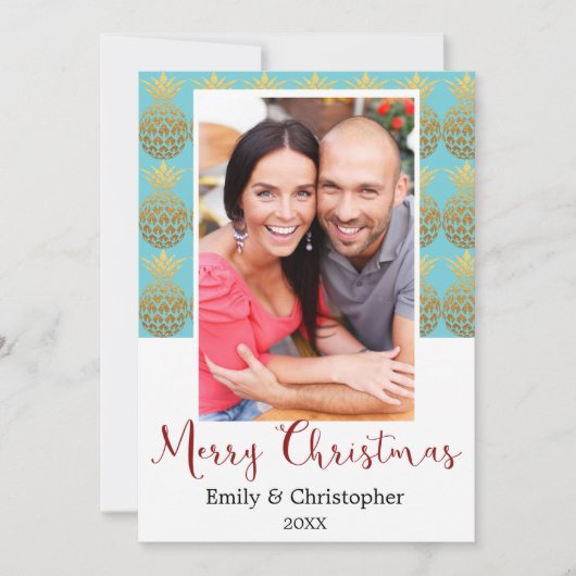 メリークリスマスパイナップルホリデーフォトカード シーズンカード (正面)