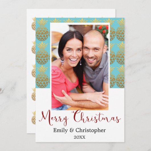 メリークリスマスパイナップルホリデーフォトカード シーズンカード (正面/裏面)