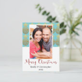 メリークリスマスパイナップルホリデーフォトカード シーズンポストカード (スタンド正面)