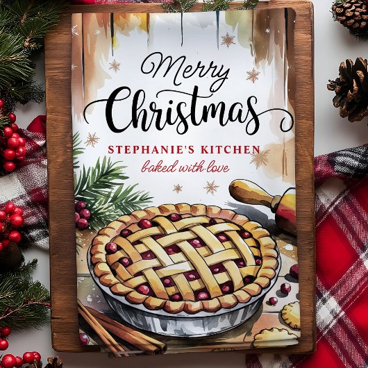 メリークリスマスパイベーキング パーソナライズされた キッチンタオル