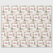 メリークリスマスパインとオーナメント ラッピングペーパー (フラット)