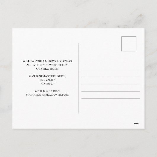 メリークリスマスパインとヒイラギの木が動く シーズンポストカード (裏面)