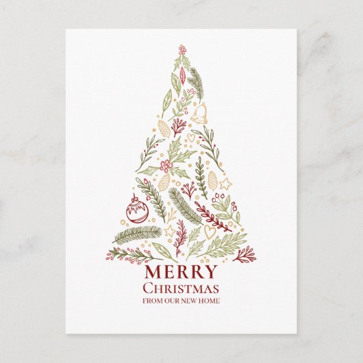 メリークリスマスパインとヒイラギの木が動く シーズンポストカード (正面)