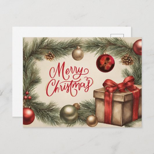 メリークリスマスパインオーナメント シーズンポストカード (正面/裏面)