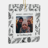 メリークリスマスパインコーン家族の写真 セラミックオーナメント (右)