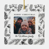 メリークリスマスパインコーン家族の写真 セラミックオーナメント (裏面)