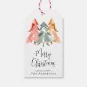 メリークリスマスパインツリーの水色 ギフトタグ (正面)