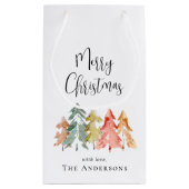 メリークリスマスパインツリーの水色 スモールペーパーバッグ (裏面)