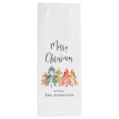 メリークリスマスパインツリーウォーターカラーホリデー ワインギフトバッグ (裏面)