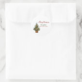 メリークリスマスパインツリーオレンジ ラウンドシール (バッグ)