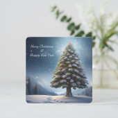メリークリスマスパインツリースノーフレーク冬の休日 シーズンカード (スタンド正面)