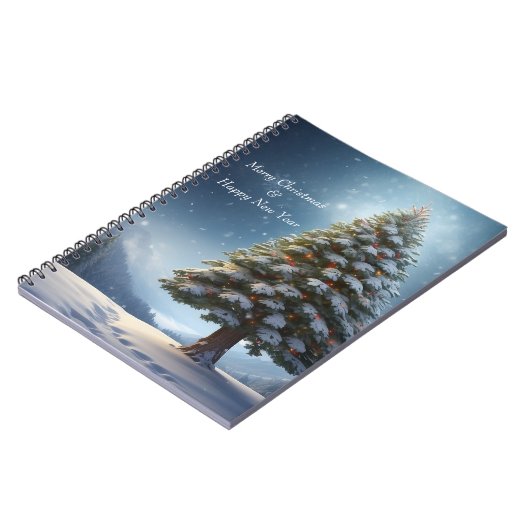 メリークリスマスパインツリースノーフレーク冬の休日 ノートブック (左側)