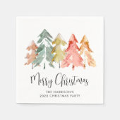 メリークリスマスパインツリーズホリデーパーティー スタンダードカクテルナプキン (正面)
