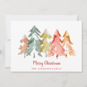 メリークリスマスパインツリーズ抽象芸術水彩 シーズンカード (正面)