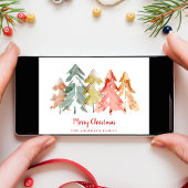 メリークリスマスパインツリーズ抽象芸術水彩 シーズンカード