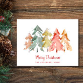 メリークリスマスパインツリーズ抽象芸術水彩 シーズンポストカード