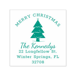 メリークリスマスパインツリーネーム差出人住所 セルフインキングスタンプ