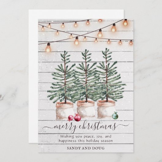 メリークリスマスパインツリーファームホリデーカード シーズンカード (正面/裏面)