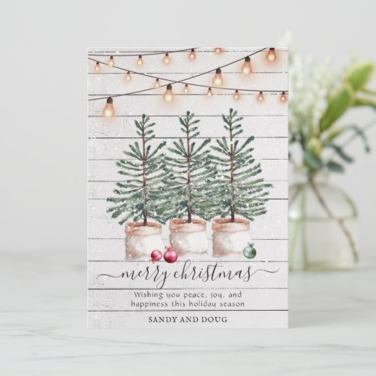 メリークリスマスパインツリーファームホリデーカード シーズンカード (スタンド正面)