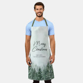 メリークリスマスパインツリーフォレストクリスマス エプロン (着用した状態)
