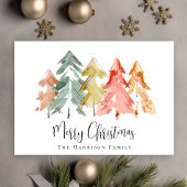 メリークリスマスパインツリー水彩写真 シーズンカード